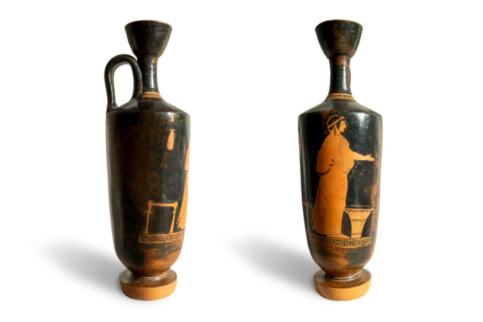 Ölvase - Griechenland, Lekythos Höhe 29,7 cm, Durchmesser ca. 9 cm, ca. 470 v. Chr.